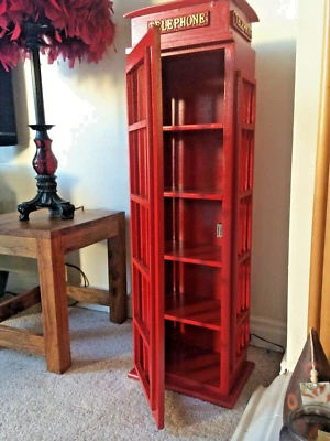 Retro Style London Telephone box - Cd Dvd storage cabinet Solid Wood Handmade - Image 1 of 4