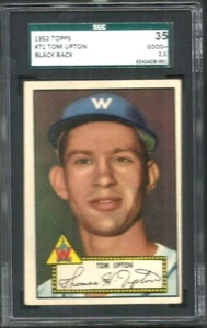 1952 TOPPS #71 TOM UPTON BLACK BACK SGC 3.5 SENATORS - Picture 1 of 2