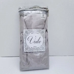 Voile Ruffled Shabby Chic Euro Pillow Sham 26" x 26" Gray Grey Cotton - Picture 1 of 3