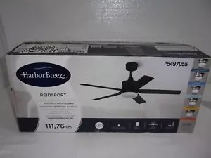 HarborBreeze Reidsport 44" Matte Black Indoor/Outdoor Ceiling Fan Remote 5 Blade - Picture 1 of 4