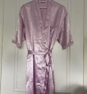 Pink Satin Robe Dressing Gown Vintage BHS Size 16 - 18  Nineties BarbieCore - Picture 1 of 7