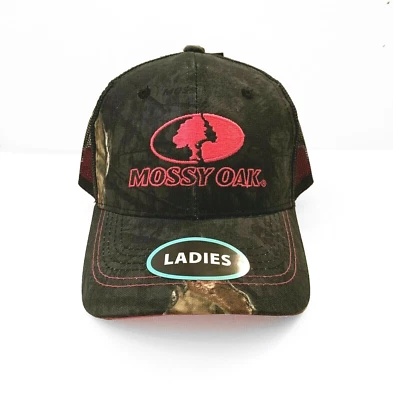 LADIES MOSSY OAK CAMO PRINT HUNTING HAT CAP MESH-BACK PINK LOGO WOMANS GIRLS NWT - Image 1 of 4
