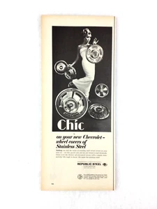 Chevrolet 1966 anuncio impreso vintage tapacubos cubiertas de rueda Republic Steel CHIC - Imagen 1 de 2