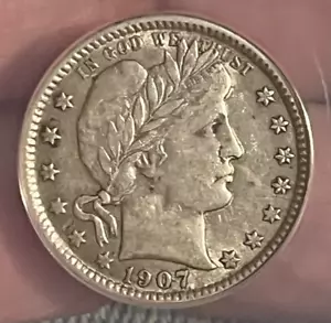 1907-o.  Barber Quarter ,  nice XF-40 - Picture 1 of 9