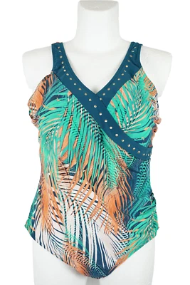 Maritim Badeanzug Größe 56 D Cup Bademode Grün Blau Orange Weiß Schwimmanzug - Bild 1 von 4