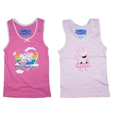 PEPPA PIG 2er Pack Unterhemden Unterwäsche Neu Peppa Wutz Shirts Mädchen 98/104 110/116