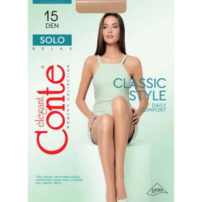 Meia-calça Conte Tights Solo 15 Den - Clássica feminina com shorts reforçados - Imagem 1 de 2