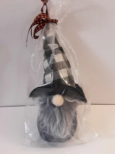 Cinta naranja a cuadros blanca y negra gnomo de peluche de Halloween - Imagen 1 de 11