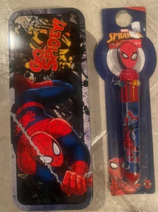 New Marvel, Spiderman, Tin Pencil Case And Pen Cool New - Picture 1 of 3