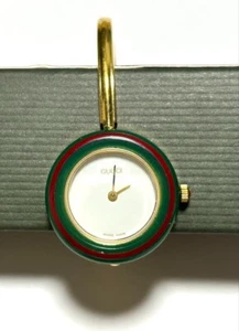 Rare GUCCI Change Bezel Watch Quartz Gold 1in White Dial Ladies 6.9in Wrist used - Picture 1 of 2