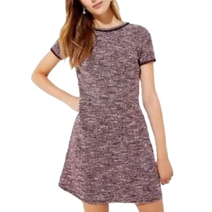 Neu mit Etikett Ann Taylor LOFT Damen-Minikleid Größe 10 burgunderrot meliert Kurzarm - Bild 1 von 8