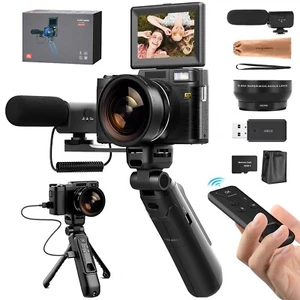 4K Digital Cameras 48MP 16X W/ Remote Control Wide-Angle &Macro lens For YouTube - Picture 1 of 8