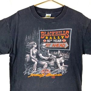 Vintage Harley Davidson 3D Emblem T-Shirt Large 1990 50th Black Hills Rally 90s - Bild 1 von 7
