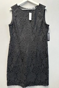 New York & Company Women’s Size 14 Black Floral Lace Overlay Sheath Dress - Picture 1 of 7