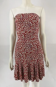 Diane Von Fustenberg Women's Red Strapless Silk Dress Size US 2 UK 6 - Good Used - Picture 1 of 6