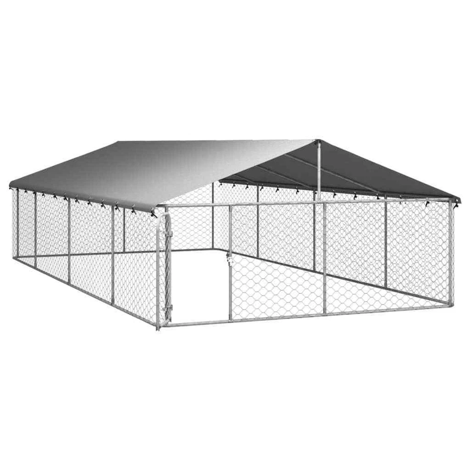 vidaXL 171502 600x300x150cm Gabbia per Cani da Esterno con Tetto - Argento
