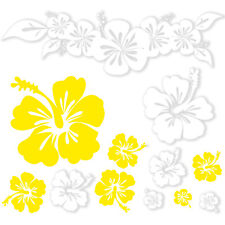 Hibiskus Blumen Autoaufkleber Set 42-teilig Auto Sticker weiß sonnengelb KX085