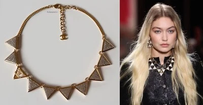 NEW 24S CHANEL GOLD STRASS CRYSTAL RUNWAY CC NECKLACE - Image 1 of 4