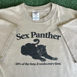 VTG Y2K Sex Panther Cologne Anchorman Movie Promo Funny Beige T-Shirt Large - Picture 1 of 10