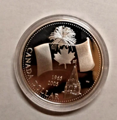 Canada Dollar Argento 2005 40° anniversario - Bandiera del Canada - Immagine 1 di 4