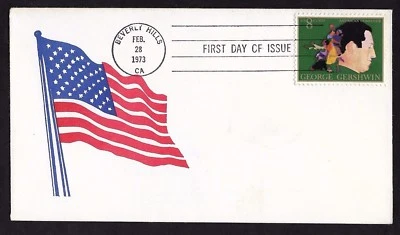 #1484 8c George Gershwin - American Arts - Flag Cachet FDC  - Image 1 of 2