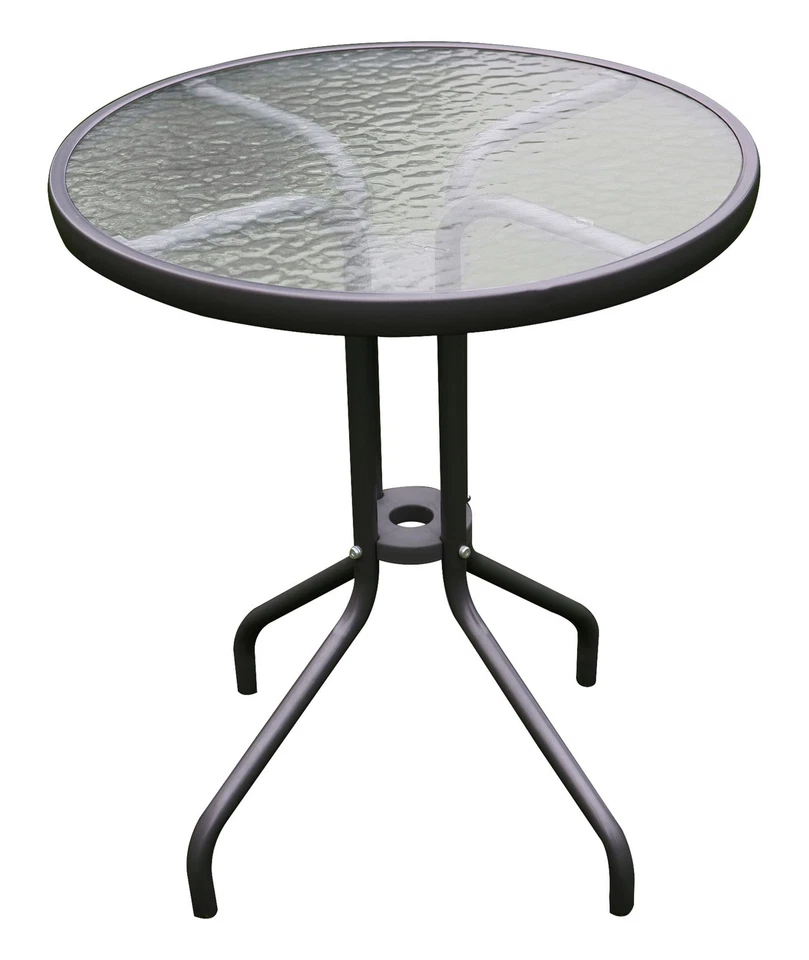 Bistrotisch Ø 60 H70cm Glas/Metall Rund Balkontisch Glastisch Gartentisch - Bild 1 von 1