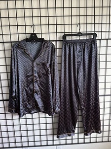 Tony and Candice Mens XL Classic Satin Pajama Set Sleepwear Blue Gold Longsleeve - Picture 1 of 6