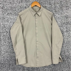 Lululemon Camicia Uomo Grande Marrone Bottoni Manica Lunga Abito Casual Elasticizzato Prep - Foto 1 di 13