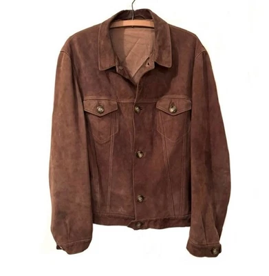 Vintage Whiskey Suede Button Front Trucker Jacket * MINT - Image 1 of 4