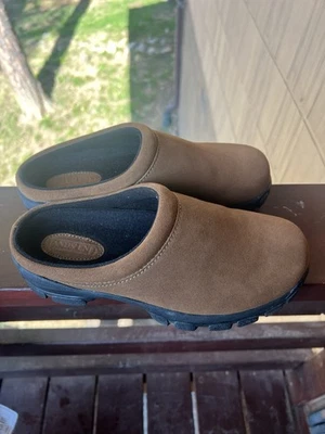 Zapatos zuecos Lands End para mujer de gamuza de cuero marrón sin cordones talla 8 Foto 1 de 4