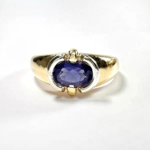 Vintage 18k Gold and iolite solitaire ring - Picture 1 of 9