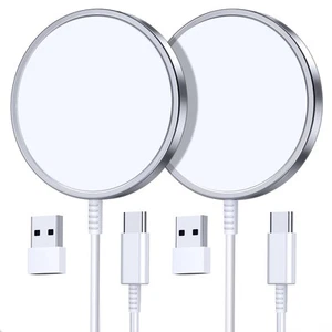 2 Pack Magnetic Wireless Charger for iPhone 16 Pro Max/16 Pro/16 Silver - Photo 1 sur 7