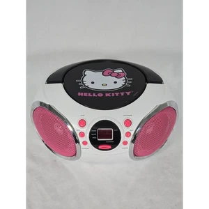 Hello Kitty CD Player Boombox Radio Black Pink 2014 KT2026MBY Sanrio AM/FM WORKS - Picture 1 of 16
