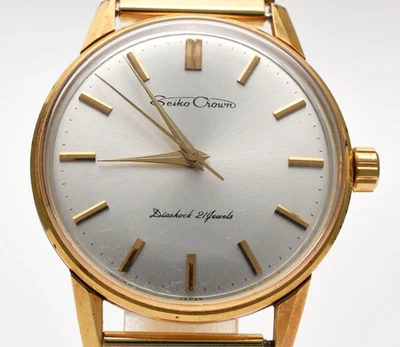 [EXCELLENT+5] Vintage SEIKO Crown 16002 21J Gold Silver Dial Hand-winding Japan - Image 1 of 4