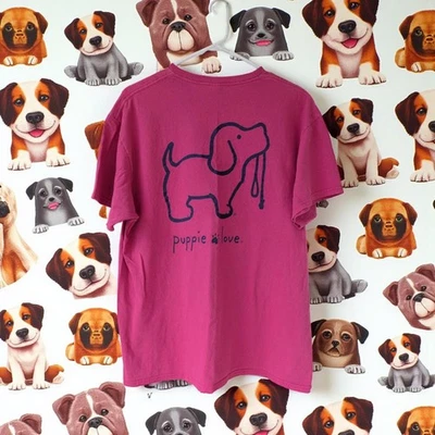Pink Puppie Love rescate cachorro perro gráfico camiseta sureña estilo L simple Foto 1 de 4