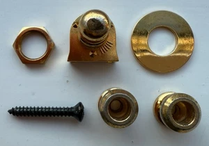 1 x Cerradura de correa Schaller dorada con botón, botón de repuesto y tornillo - Imagen 1 de 5