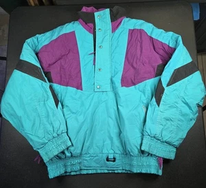 Vintage 80s Alpine Ski Colorblock Jacket, Teal/Purple, Gr. L 24x27" - Bild 1 von 7