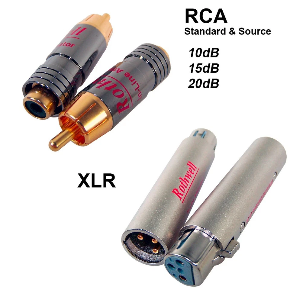 Rothwell Audio In Line Attenuators RCA & XLR Balanced Source - 10dB 15dB 20dB - Image 1 of 1