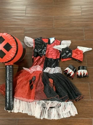 DC Harley Quinn Disfraz de Halloween Niñas Grande 12-14 y Mazo Inflable de Rubie Foto 1 de 4