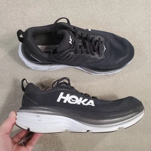 Hoka One One Bonid 8 Shoes Womens 9.5 D Wide Black Running Sneakers 1127954 BWHT - Picture 1 of 12
