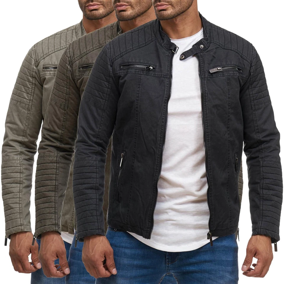 Herren Jacke Übergangsjacke Steppjacke Jacket Biker Motorrad Look MC Redbridge
