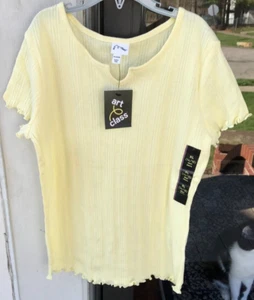 Girls Art Class XL 14/16 Yellow Notch-Front T-Shirt New Knit Top Q - Picture 1 of 6