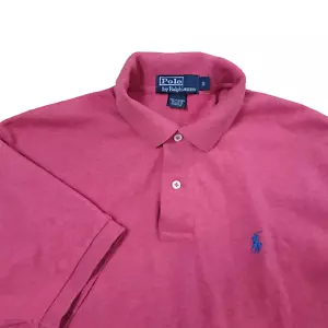 Polo vintage Ralph Lauren uomo piccola tinta unita sbiadita rosso blu pony polo - Foto 1 di 6