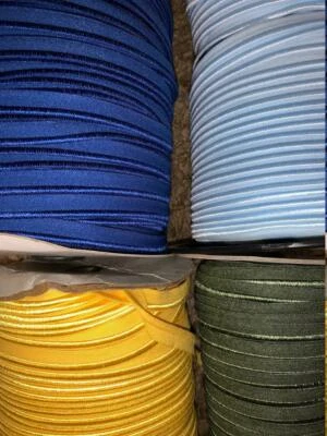 Máscara de ribete elástica elástica elástica suave de 20 yardas rojo azul rosa marrón tostado 3/8" de ancho Foto 1 de 4