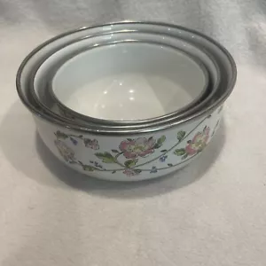 Kobe Küche 3-teiliges Set Metall Emaille verschachtelte Rührschüsseln wildrosa Blumen MCM - Bild 1 von 13