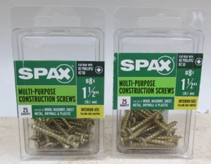 2 PACK SPAX #8 x 1-1/2-in Yellow Zinc Multi-Material Interior Wood Screws 50 Pcs - Picture 1 of 2