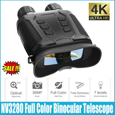 NV3280 4K Full Color 36MP 10X Optical 8X Zoom Infrared Night Vision Binoculars - Image 1 of 4