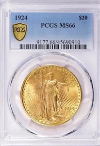 1924 $20 Gold Saint Gaudens Double Eagle, PCGS MS 66 (Gold Shield) - Picture 1 of 5