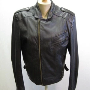 Vintage 80s Men’s Black Leather Motorcycle Jacket, Biker Rocker, Berman’s XS - Picture 1 of 10