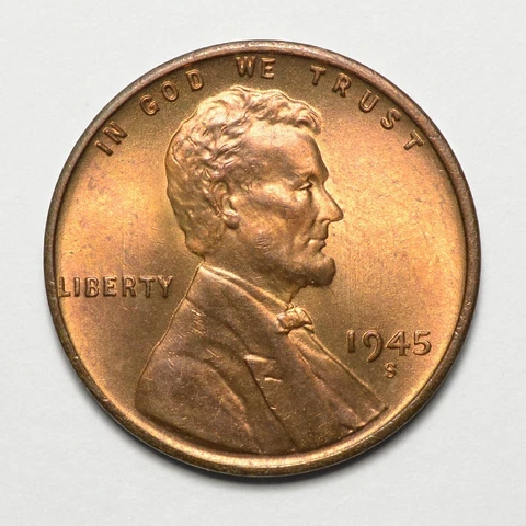 1945-S Lincoln Wheat Cent RB CH BU Cover